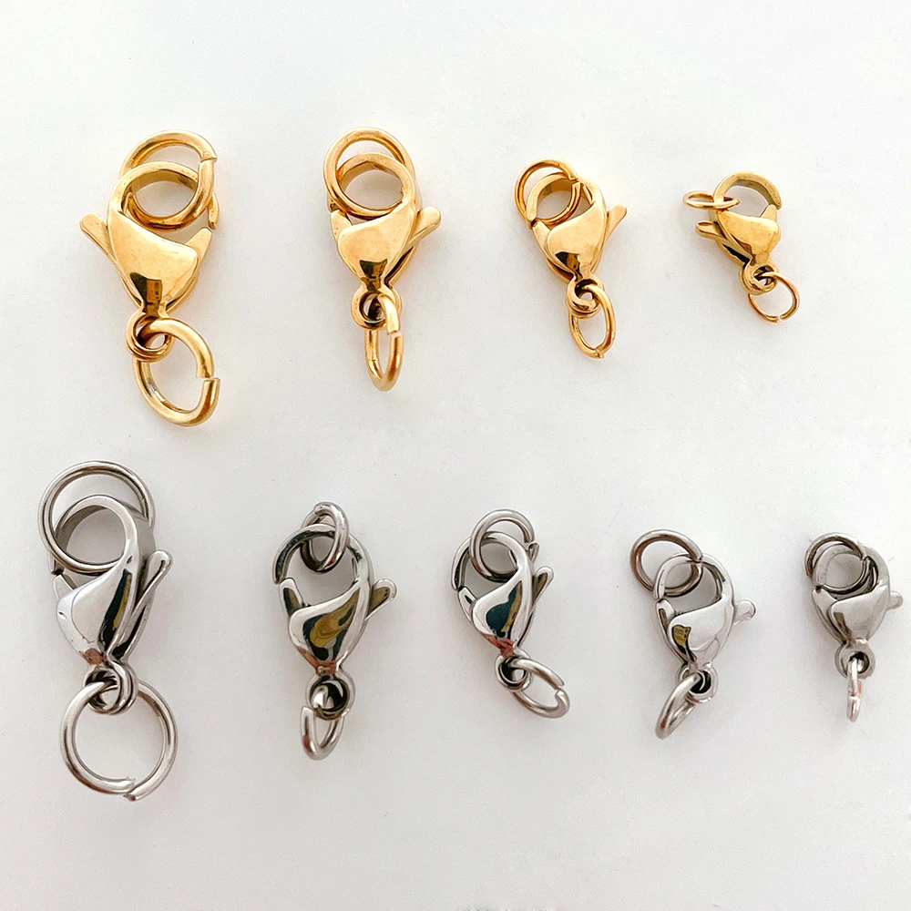 40pcs Stainless Steel Gold Plated Lobster Clasp PLUS Jump Rings for Bracelet Necklace Chains DIY Jewelry Making Findings