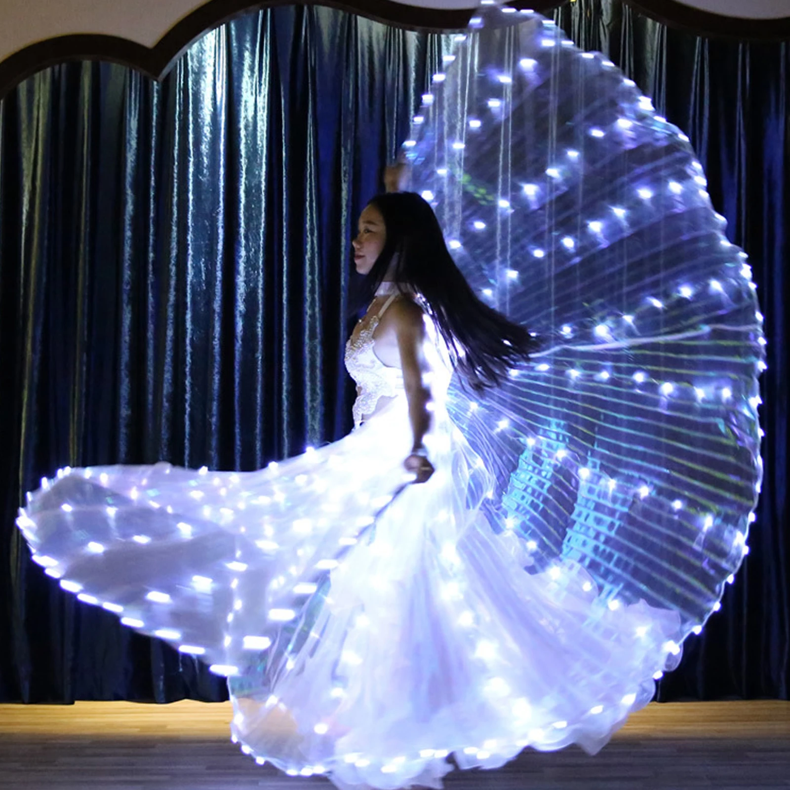 Isis Wings Colorful LED Butterfly Wings with Telescopic Pole Belly Dance Show Costumes Used For Carnival Party Carnival Stage