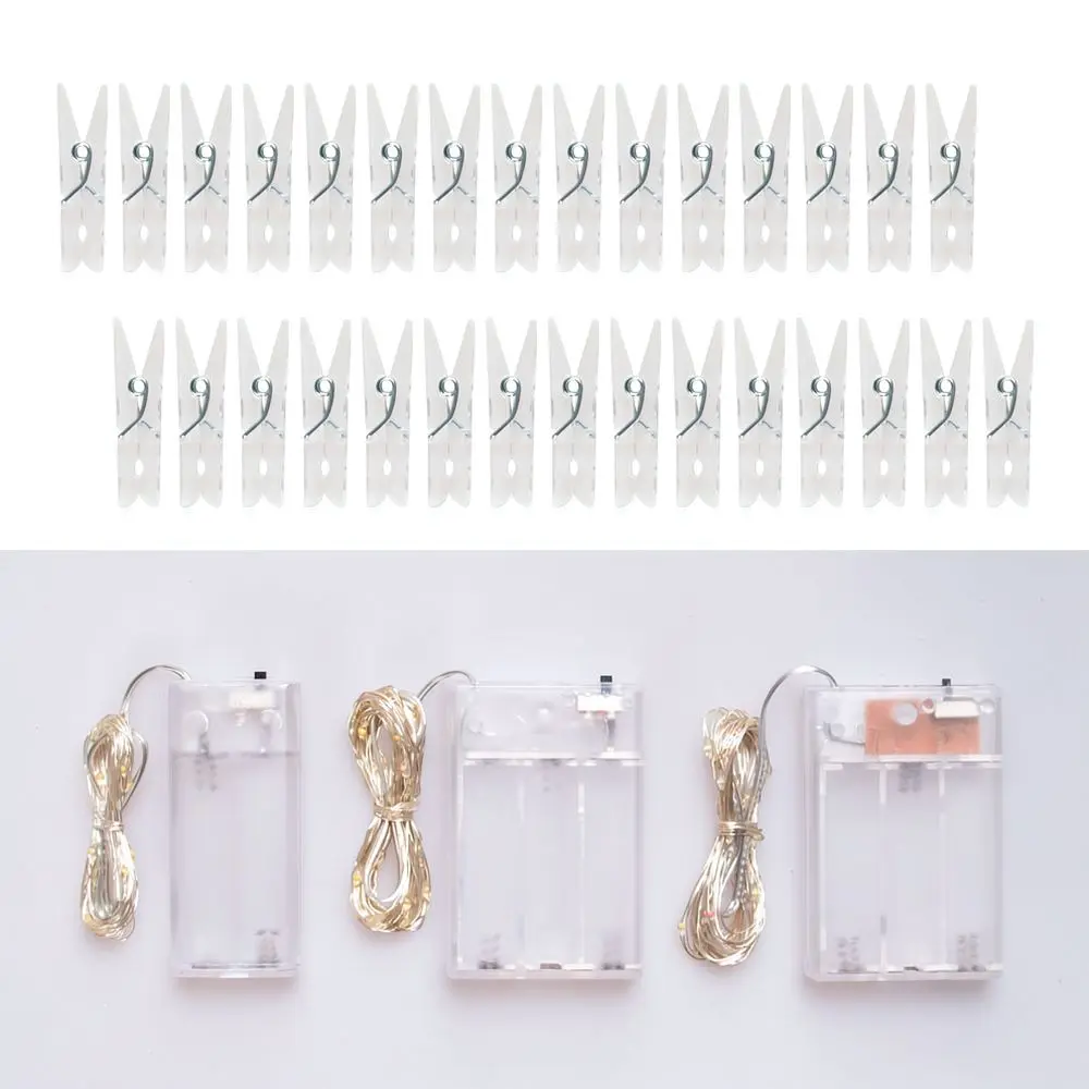 LED Clip String Lights For Photo Display Home Bedroom Decor Fairy Lighting Copper Wire USB Battery Powered Wedding