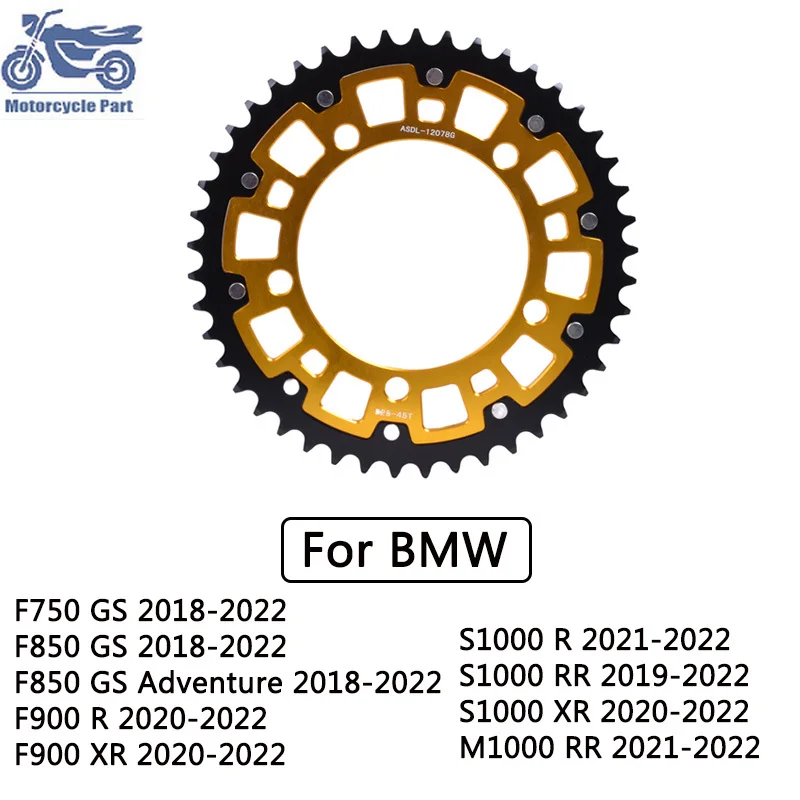 

520-45T 520 45 Tooth 38T Drive Rear Sprocket Gear for BMW S1000 R 2021-2022 S1000 RR 2019-2022 S1000 XR 2020-2022 S1000R RR XR