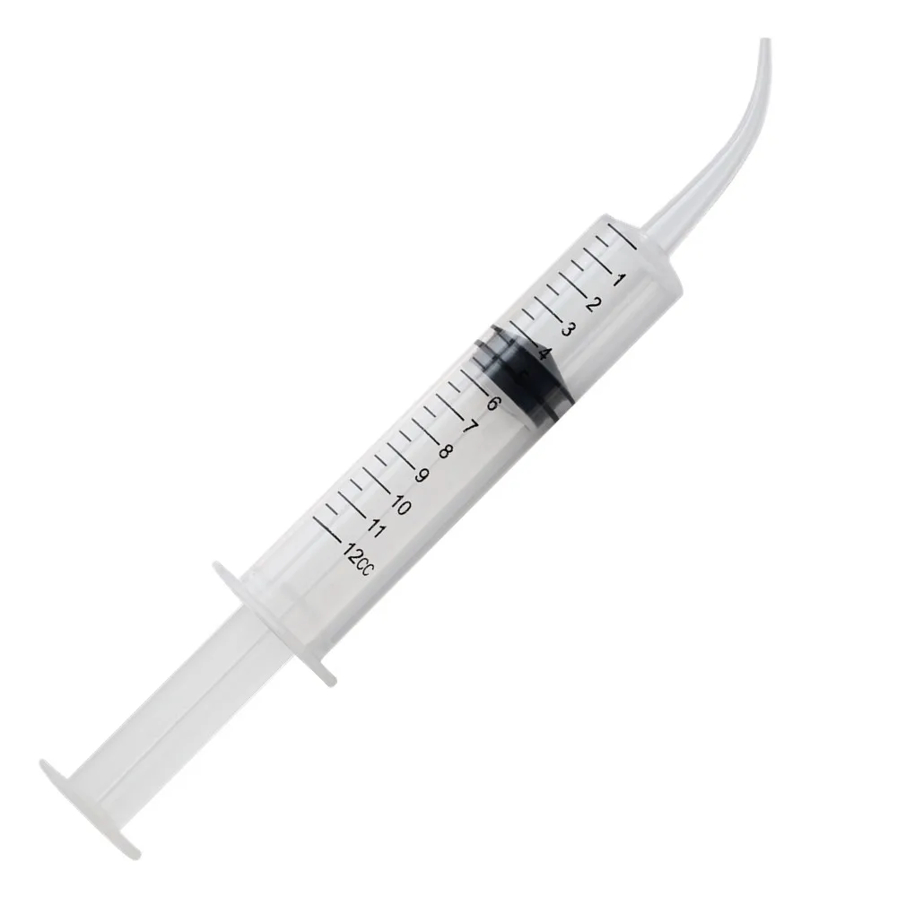 

10 Pcs Dental Irrigation Syringe With Curved Mixing Tips Clear 12ml Disposable Instrument Teeth Whitening Dentistry Consumable