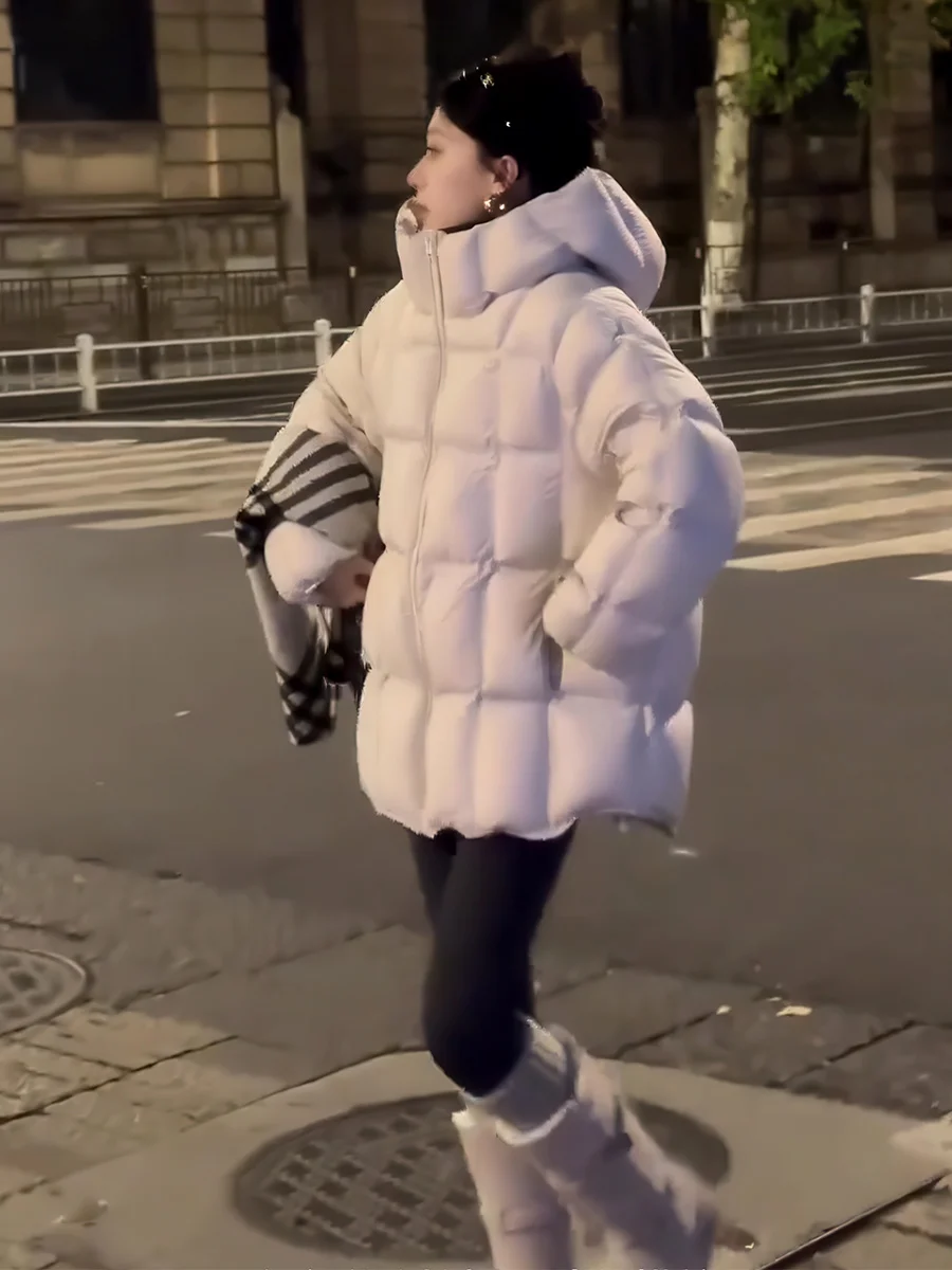 Feminino Thiened branco du down Jaet inverno quente outerwear longo sve fechamento com zíper de comprimento médio casual sle casaco