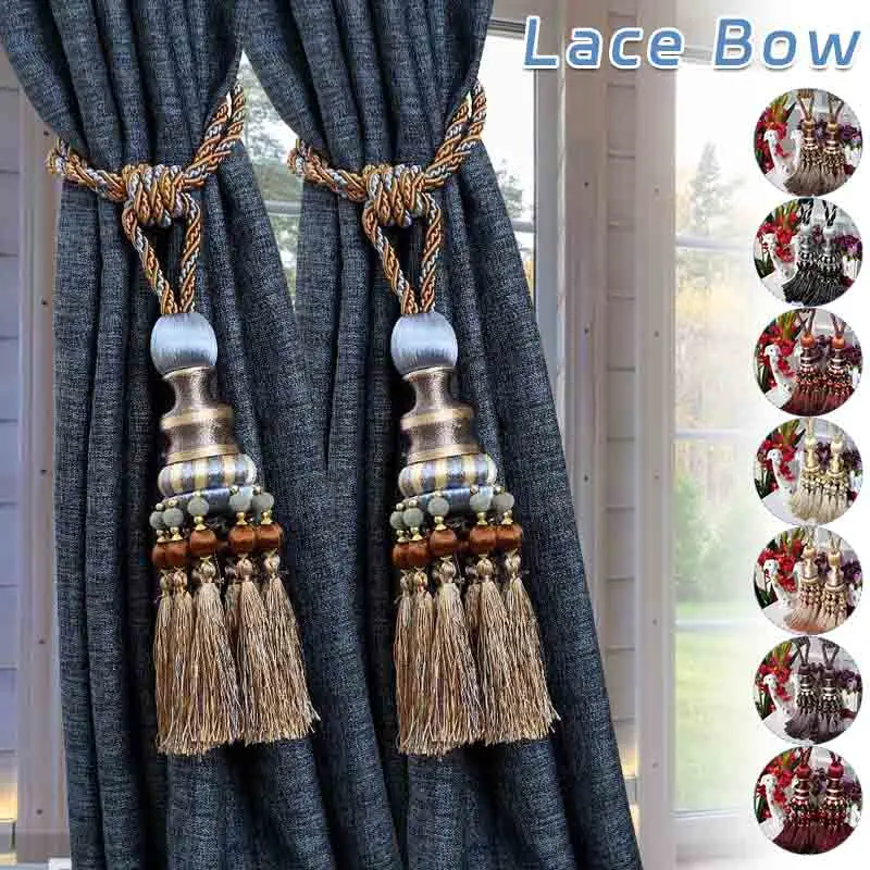 

2Pcs Luxury Curtain Tassel Tiebacks Holdbacks Curtain Hanging Ball Straps Tied Rope Hanging Ball Curtain Buckle Hook Tassel