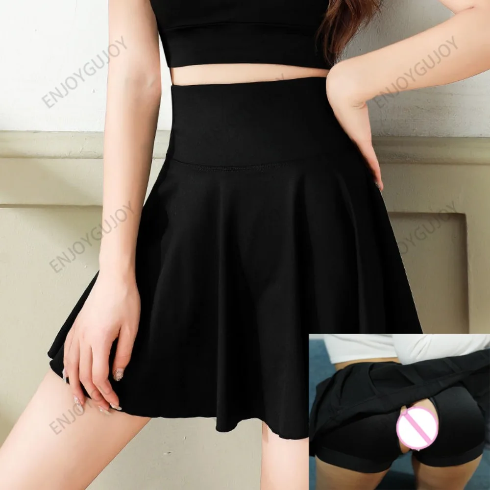Invisible Open Crotch Outdoor Sex Summer Skirts Yoga Clothes Women Short Skirt Badminton Tennis Micro Miniskirt Fitness Running