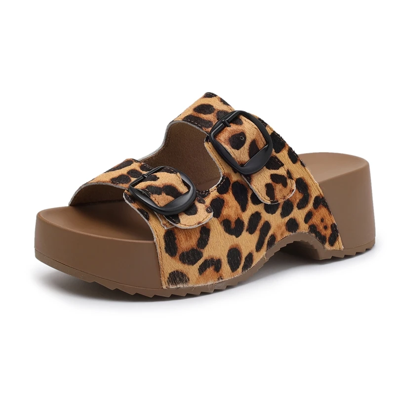 

AIYUQI 2026 New Women's Slippers Shoe Thick-soled Leopard Print Sexy Slippers Women Plus Size Summer Beach Shoes frail
