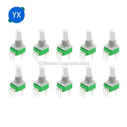 10PCS RK097 Logarithmic Precision Potentiometer Vertical Single Link Shank Length 15mm D-axis A10K A100K