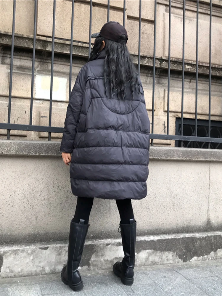 Winter Coats White Duck Down Puffer Jacket Women Medium Long Hooded Keep Warm Large Loose Thick Retro Warm Outwear Down Jackets