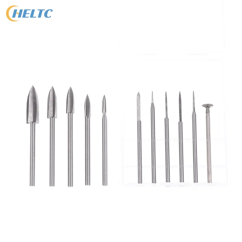 5/6PCS Silver HSS Wood Carving Bit Set For Rotary Tools Precision Engraving Wood Carving, Root Carving, And Nuclear Carving