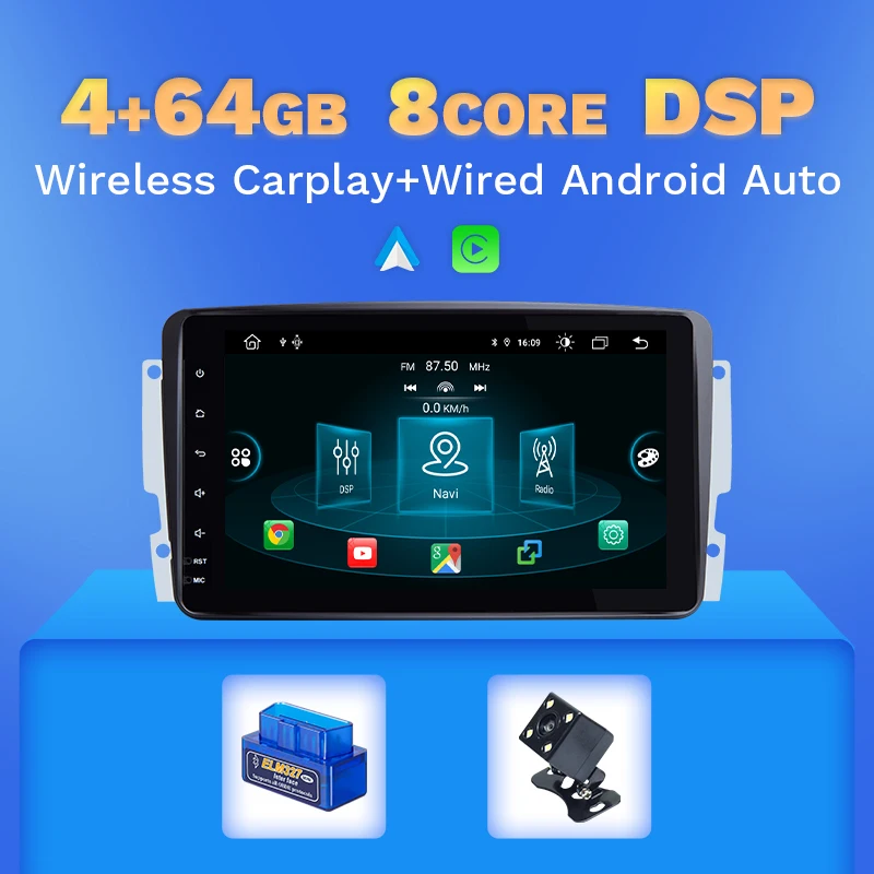 8 inch draadloze CarPlay Android Auto GPS WIFI autoradio voor Mercedes Benz W209 W168 M ML W208 W463 Viano W639 Vito Vaneo