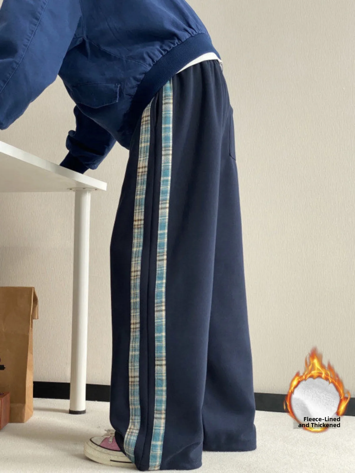 

Американские спортивные брюки Deep Blue Fce с широкими штанинами и прямым кроем, мужские осенне-зимние повседневные брюки свободного кроя с боковыми карманами