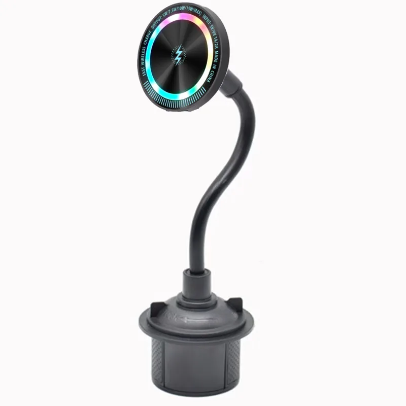 

Wireless Charging Car Cup Holder Mobile Phone Holder Car Magsafe Maxsafe Cradle Gooseneck Mount Charger Stand For iPhone 17 16