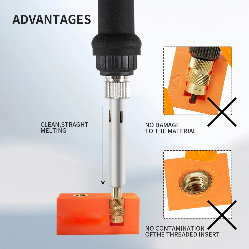 Tuerca de inserción de calor, punta de hierro, tuerca de inserción de fusión en caliente de latón, Kit integrado, punta de soldador de M2-M8, herramienta de inserción de calor, accesorio de impresora 3D