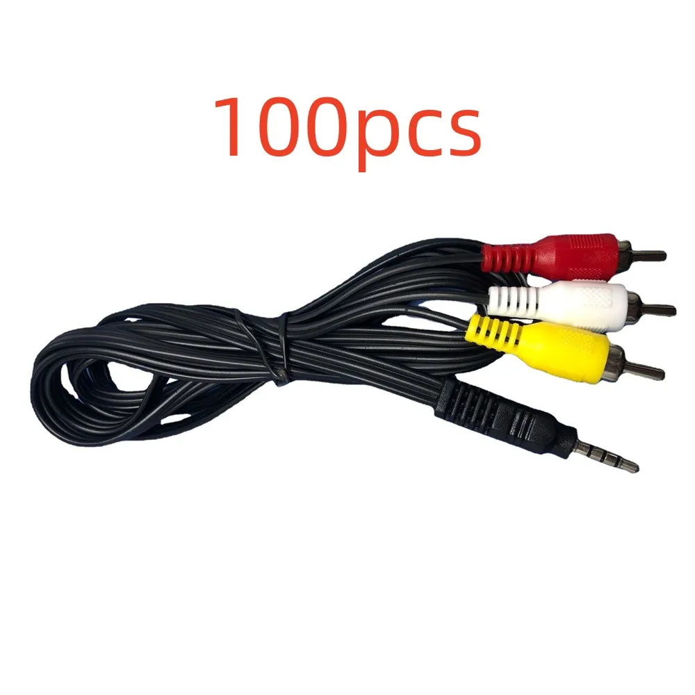 

100pcs 1.8M 6ft Audio Video AV Cable 3RCA Male Cable Plug Composite Connection Cord 3.5mm