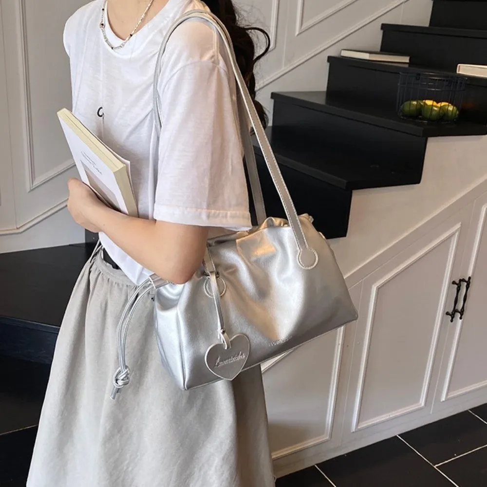 

Love Pendant Large PU Handbag Crossbody Bag Shoulder Pouch PU Underarm Bag Korean Style Tote Storage Messenger Bag Women
