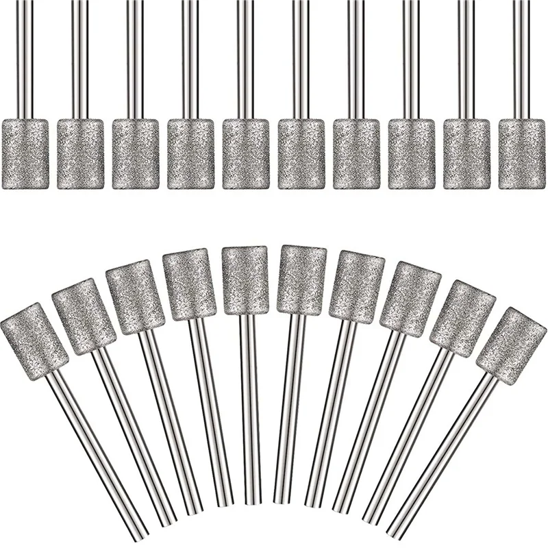 

A20F-20 Pieces Diamond Bit Diamond Grinding Bits Head 1/8 Shank 8Mm Cylinder Head Diamond For Most Rotary Tool Bit Grinder