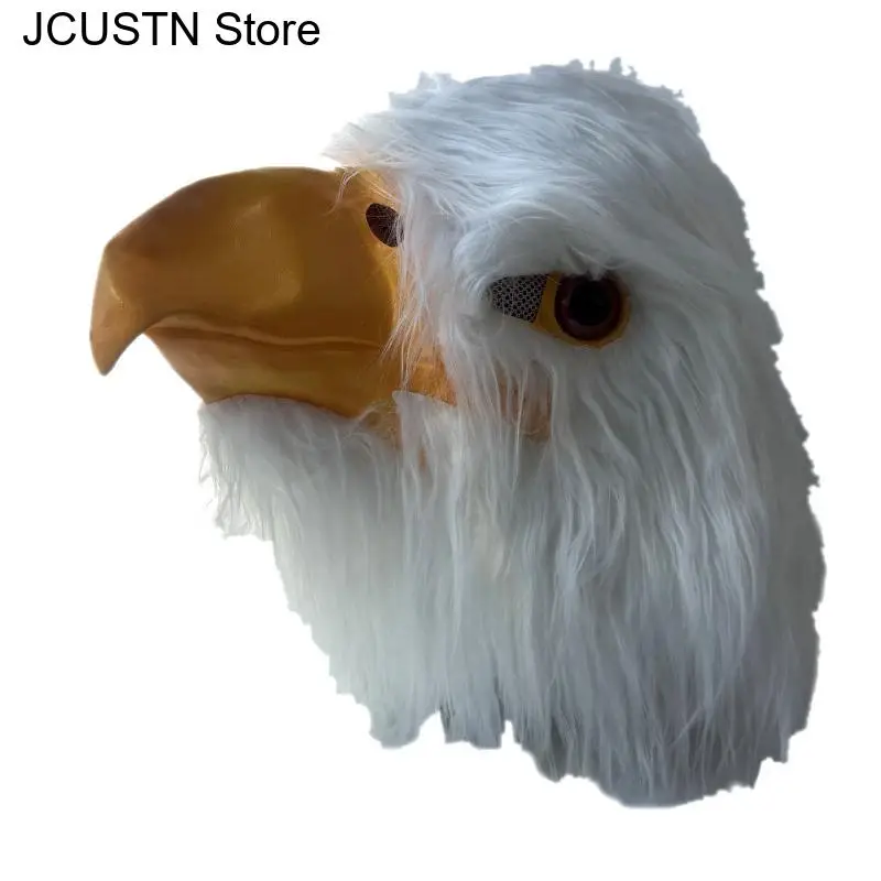 Máscaras de látex con cabeza de pájaro halcón, máscara de águila blanca y negra para Carnaval de Halloween, casco de cabeza completa de Animal divertido, accesorios de decoración para Cosplay