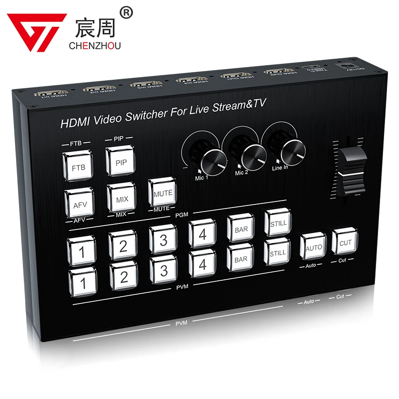 4K Video Switcher 4 Channel HDMI Multi Camera Streaming Live Production Video Mixer Switcher Broadcasting Station Type C Record