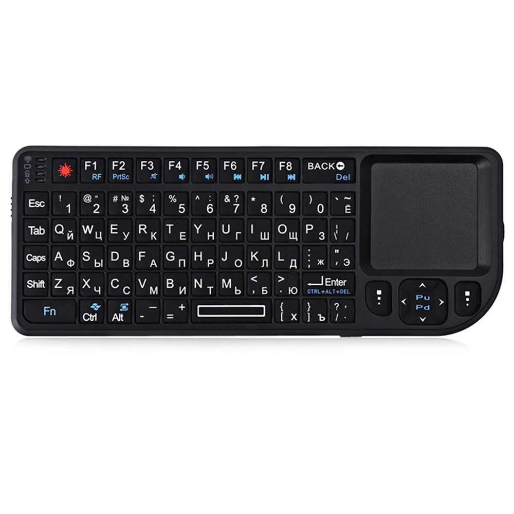 MRSVI A8 Mini Draadloos Toetsenbord 2.4G 7-kleuren Backlit Touchpad Air Mouse Met Infrarood Indicator voor Android TV Box PC, Kantoor