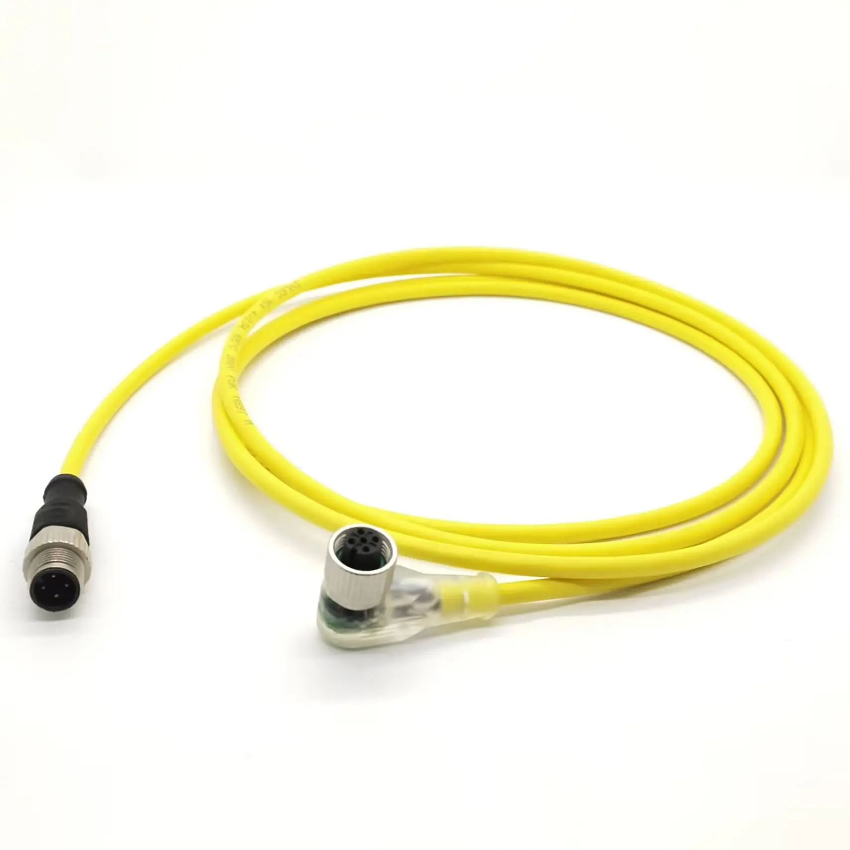 M12 4 Pin Male to 5 Pin Right Angle Female Cable with LED PNP Indicator 2 Meter for Industrial Sensors 
