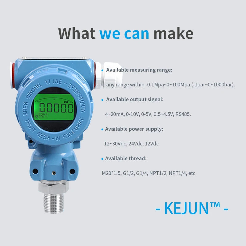 low cost diffused silicon 4-20ma lcd display pressure transmitter 0 10bar water fuel pressure sensor