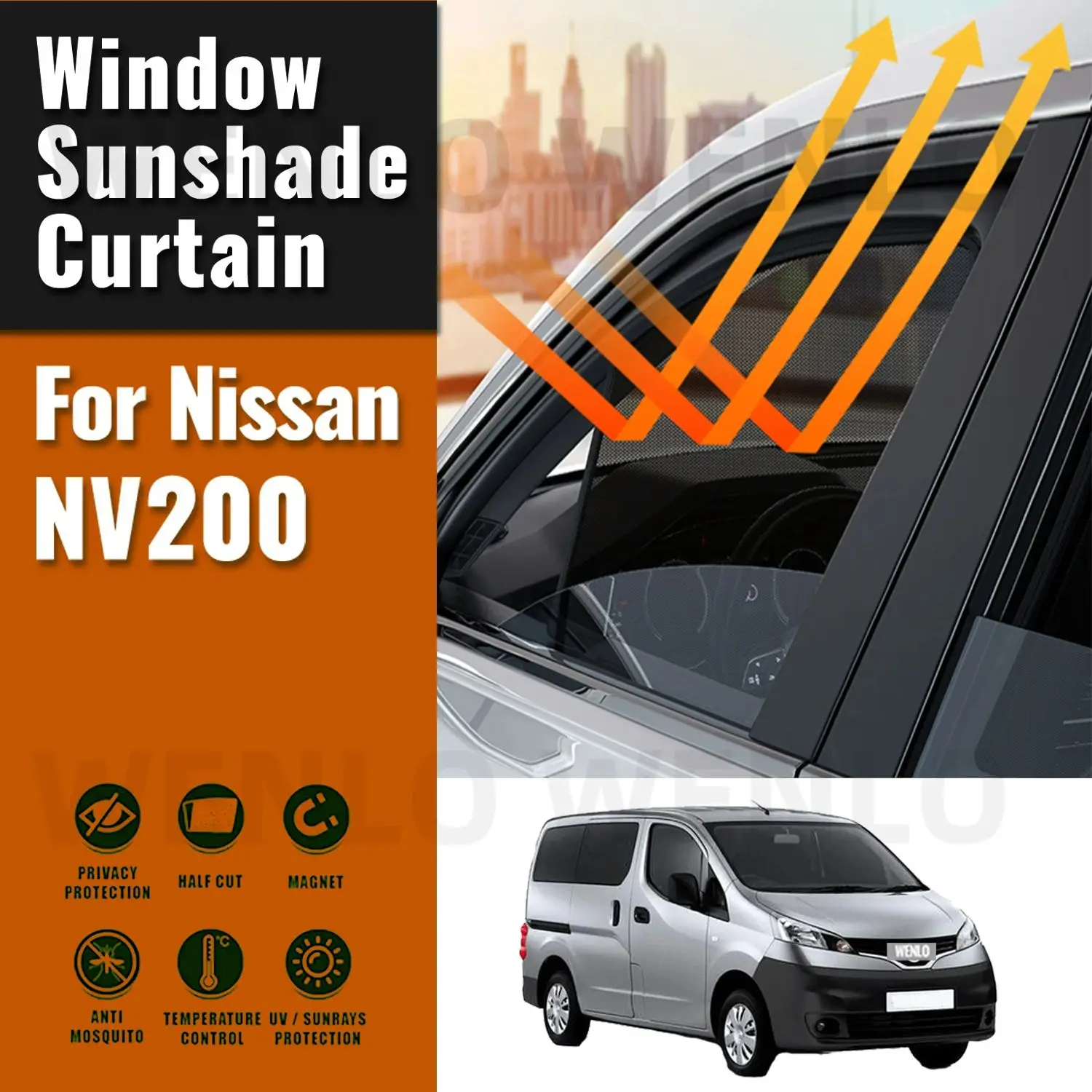 

For Nissan NV200 2010-2023 Side Baby Window Sun Shade Visor Magnetic Car Sunshade Shield Front Rear Windshield Frame Curtain