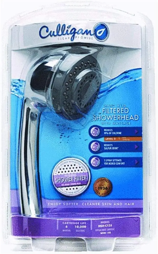 Chrome Handheld Showerhead with Water Filter for Cleaner Skin and Hair, Up to 10,000 Gallon Capacity