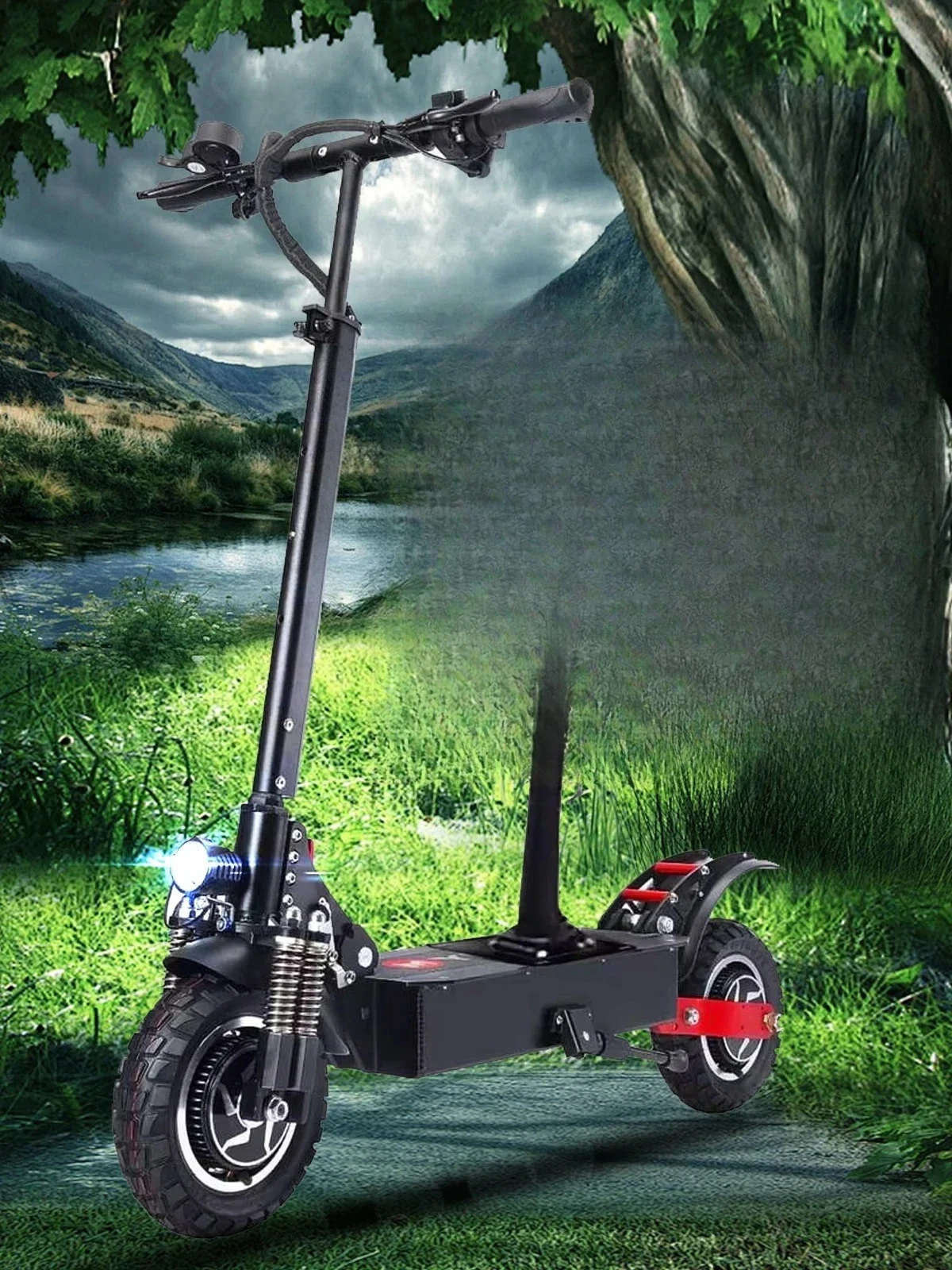 

Для YUME D5 2400w Dual Motor Elektrische Autoped 52V23.4AH Opvouwbare Volwassen Autoped Max Snelheid 70KM/H Max Bereik 80KM