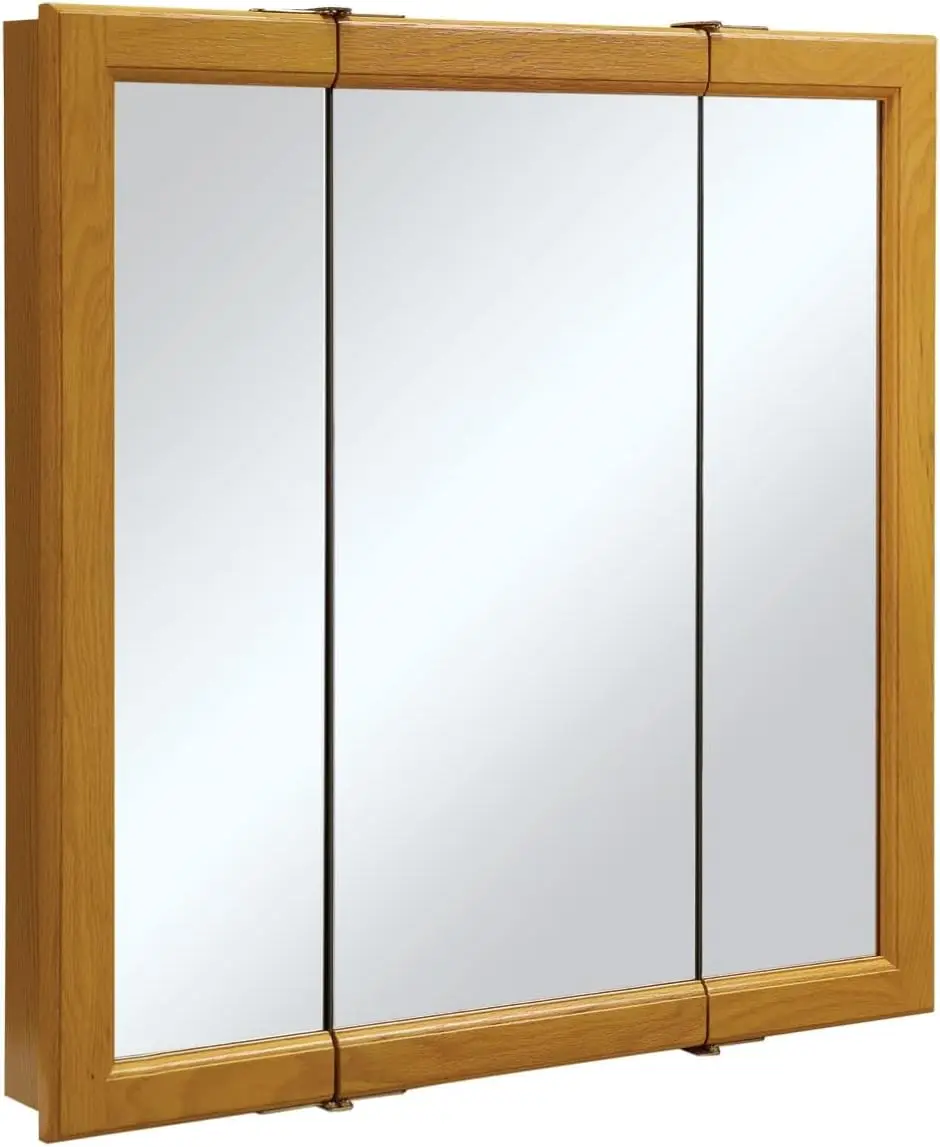 545301-Hok Square Claremont Medicine Durable Assembled Frame Bathroom Wall Cabinet With Mirrored Doors, 30