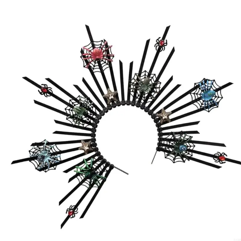 ユニークなスパイダー芸術的なヘアバンドゴシックスパイクメタリックアクセサリーのロールプレイ6xda