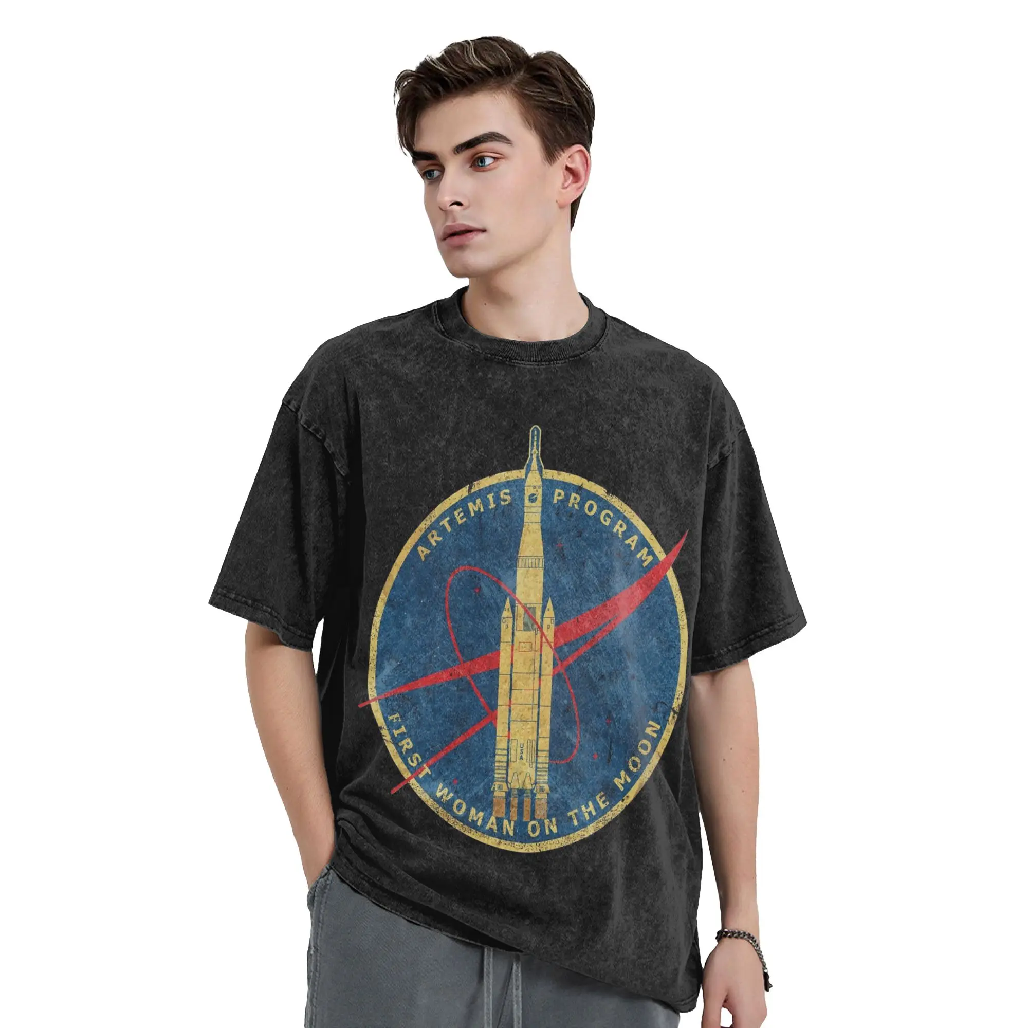 Artemis Program - First Woman On the Moon Cotton T-Shirts  Hippie Tee Shirt for Man Summer Y2K Funny Casual Tees