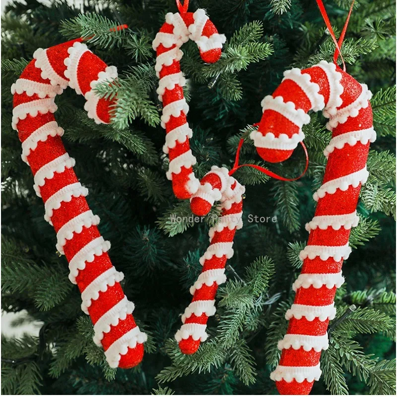 Christmas Candy Canes Hanging Ornaments Xmas Tree Lollipop White Red Pendants 2024 Christmas Decoration for Home New Year Noel