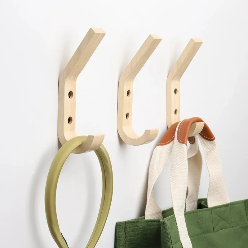Y51A-Single& 4-Pack Nordic Solid Wood Wall Hook- Natural Wood Color, Perfect For Hooks, For Coats And Hats Ideal