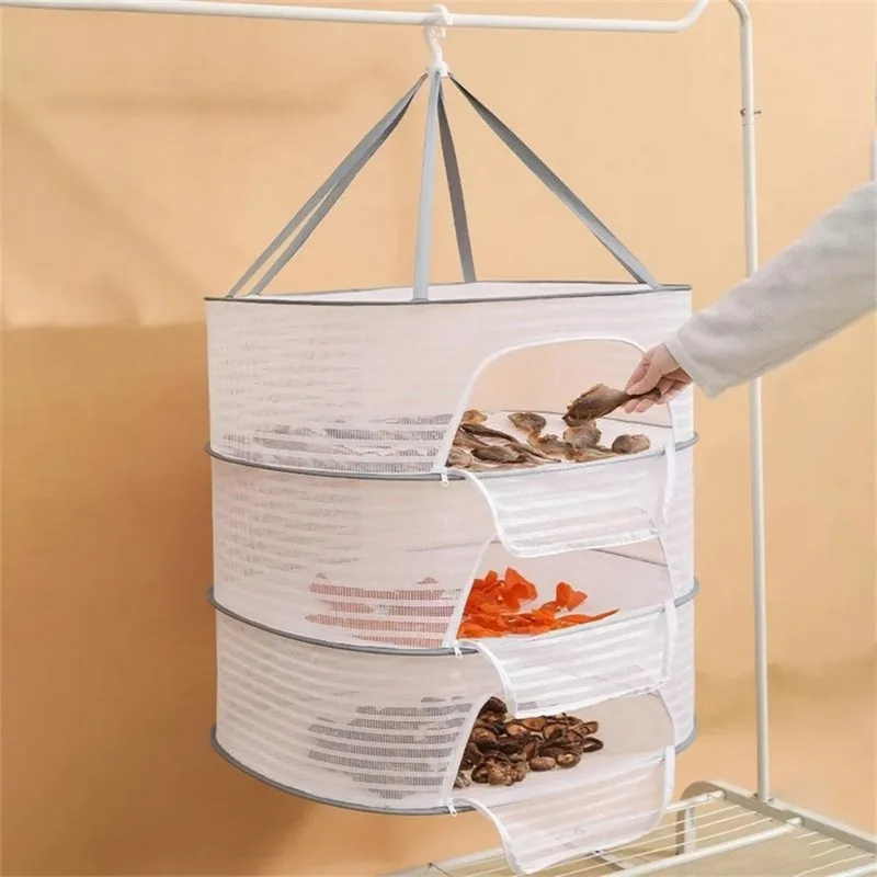 Folding Layers Food Drying Net Anti-mosquito Mesh Bag Layered Drying Baskets for Fruits Flowers Vegetables Fish Clothes Herb