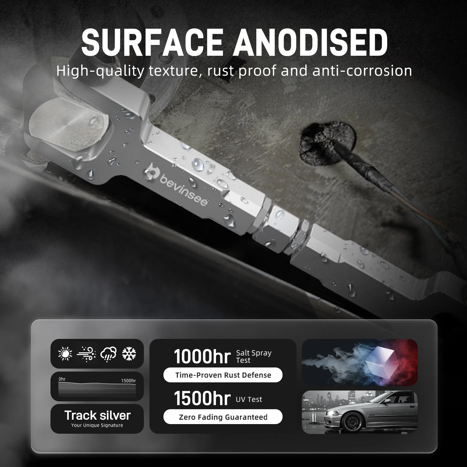 BEVINSEE 調整式DSSRセレクターロッド BMW E46 320i 323i 325i用、25111434613の代替品（調整範囲：230mm-240mm）