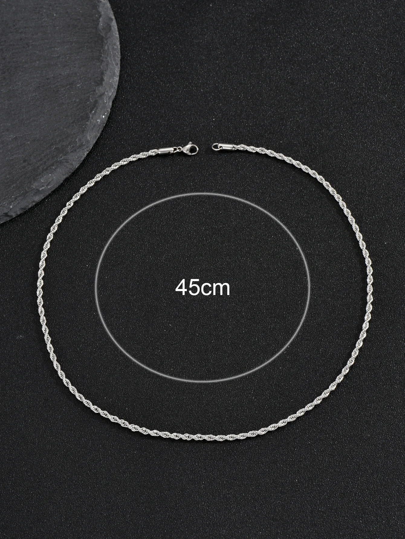 2mm Men Silver Color Twisted Twist Chain Necklace Simple Titanium Steel Choker Fashionable Non-fading Stainless Steel Jewelry
