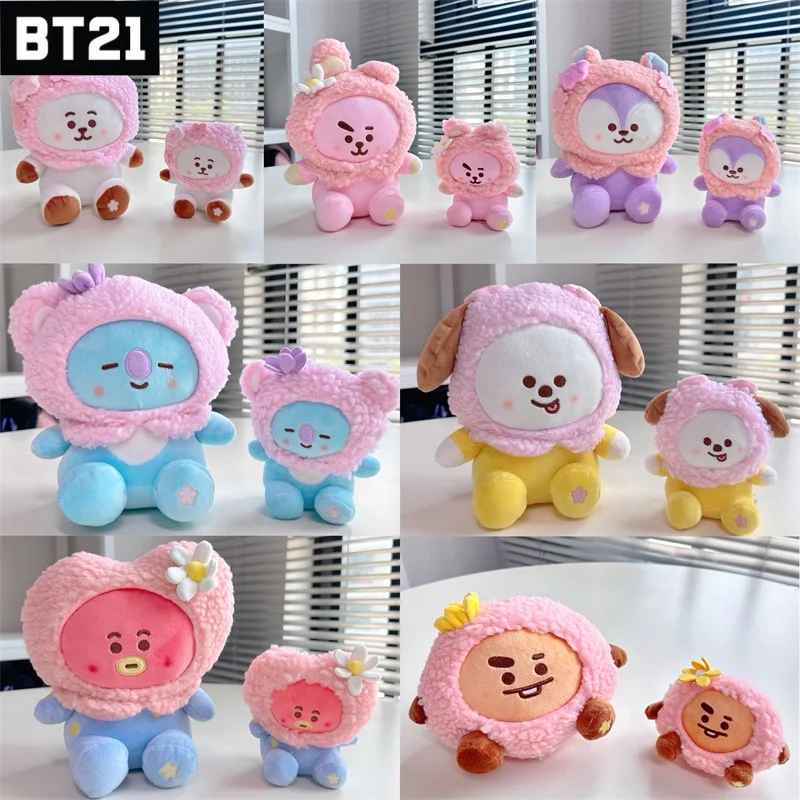 NEW BT21 Popular Anime Kawaii Cooky Koya Rj 10CM Plush Keychain Pendant Bag Pendant Sakura Series 20CM Plush Doll Ornaments Gift