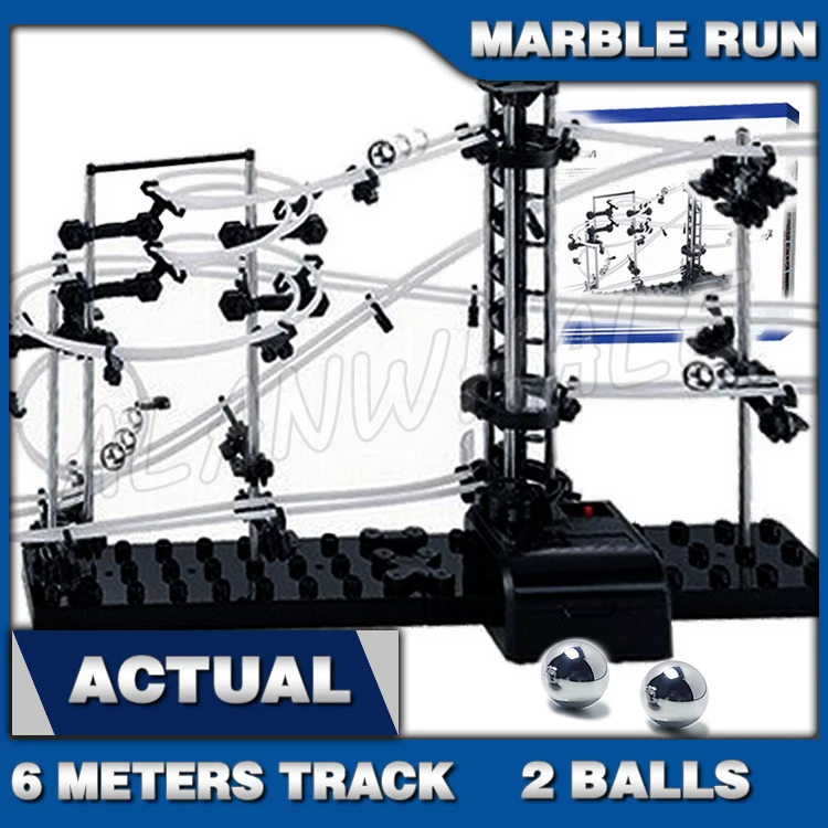 650cm Rail Level 1 Marble Run Maze Roller Coaster Electric Elevator Model Building Boys Educational toys Rolling ball Sculpture