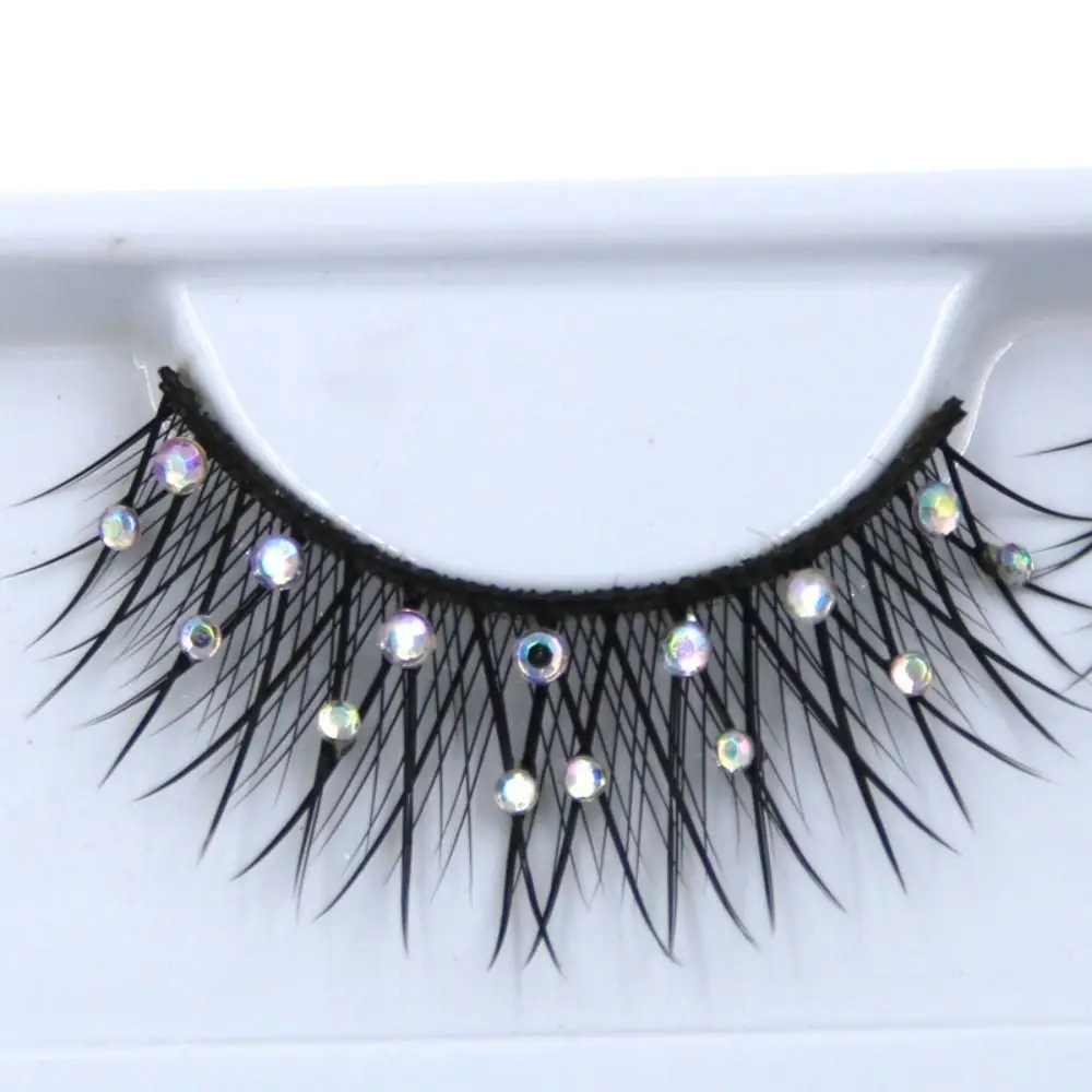 1Pair Manga Lashes Rhinestone Shiny Spiky Anime Eyelashes Daily Dating Makeup False Eyelashes Cosplay Diamond Lashes Wispy