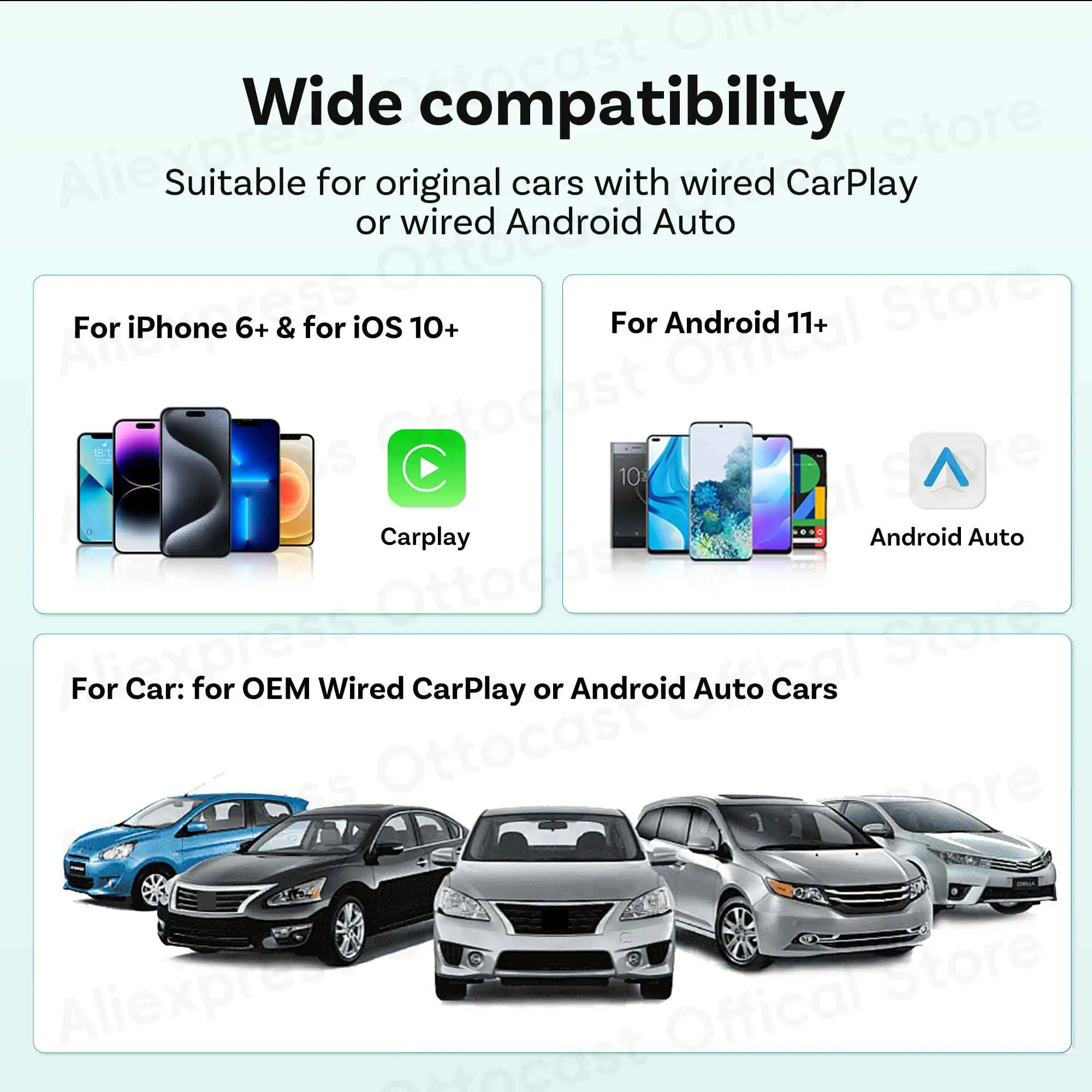 OTTOCAST Mini Nova Kabelgebunden zu Kabellos 2-in-1 CarPlay Android Auto Adapter Dongle Auto-Zubehör für Benz Audi VW Kia Toyota – Detail 10