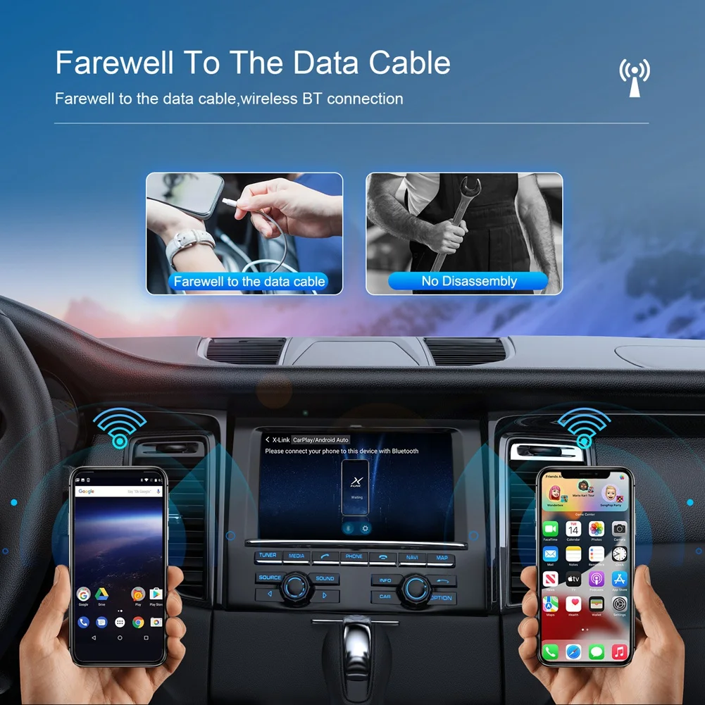 【Price Drop】 Adaptador CarPlay inalámbrico para IOS Android, compatible con caja CarPlay Android Auto 2 en 1, enlace espejo, 2G + 32G, Android 13