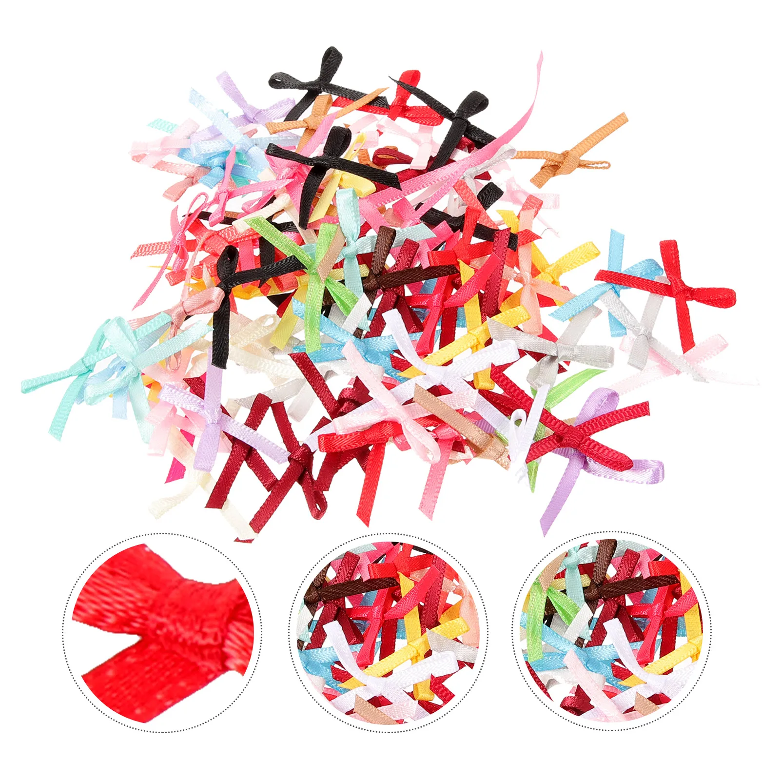 

500 Pcs Ribbon Bow Christmas Decor Miniature Bows Tie Small for Crafts Polyester