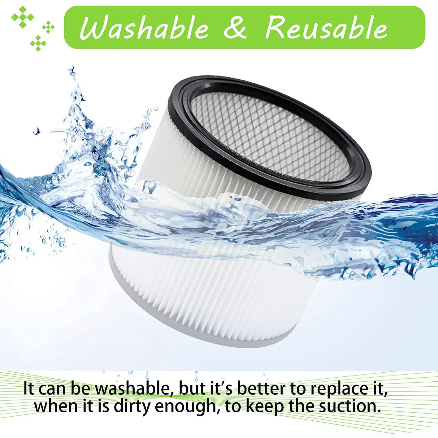 ABRB-filtervervanging 90304 90350 90333 Compatibel voor Shop-Vac 5 Gallon Up nat-/droogstofzuigers, 1 filter + 2 schuim