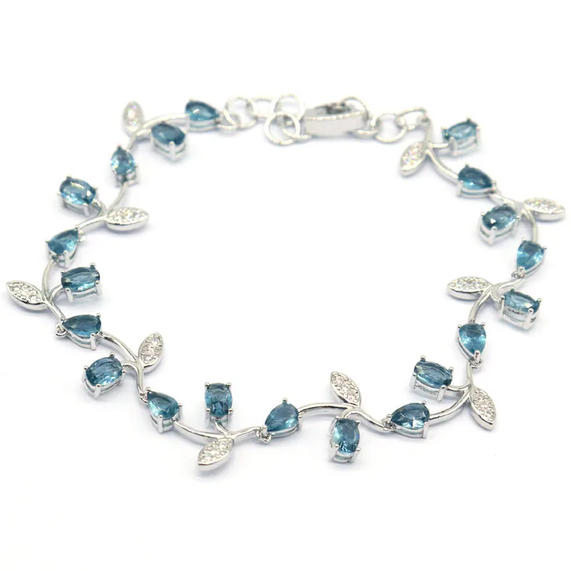 

18x15 мм потрясающий 11 г разноцветный золотой цитрин Лондонский синий топаз перидот CZ женский свадебный серебряный браслет 7,5-8,5 дюймов