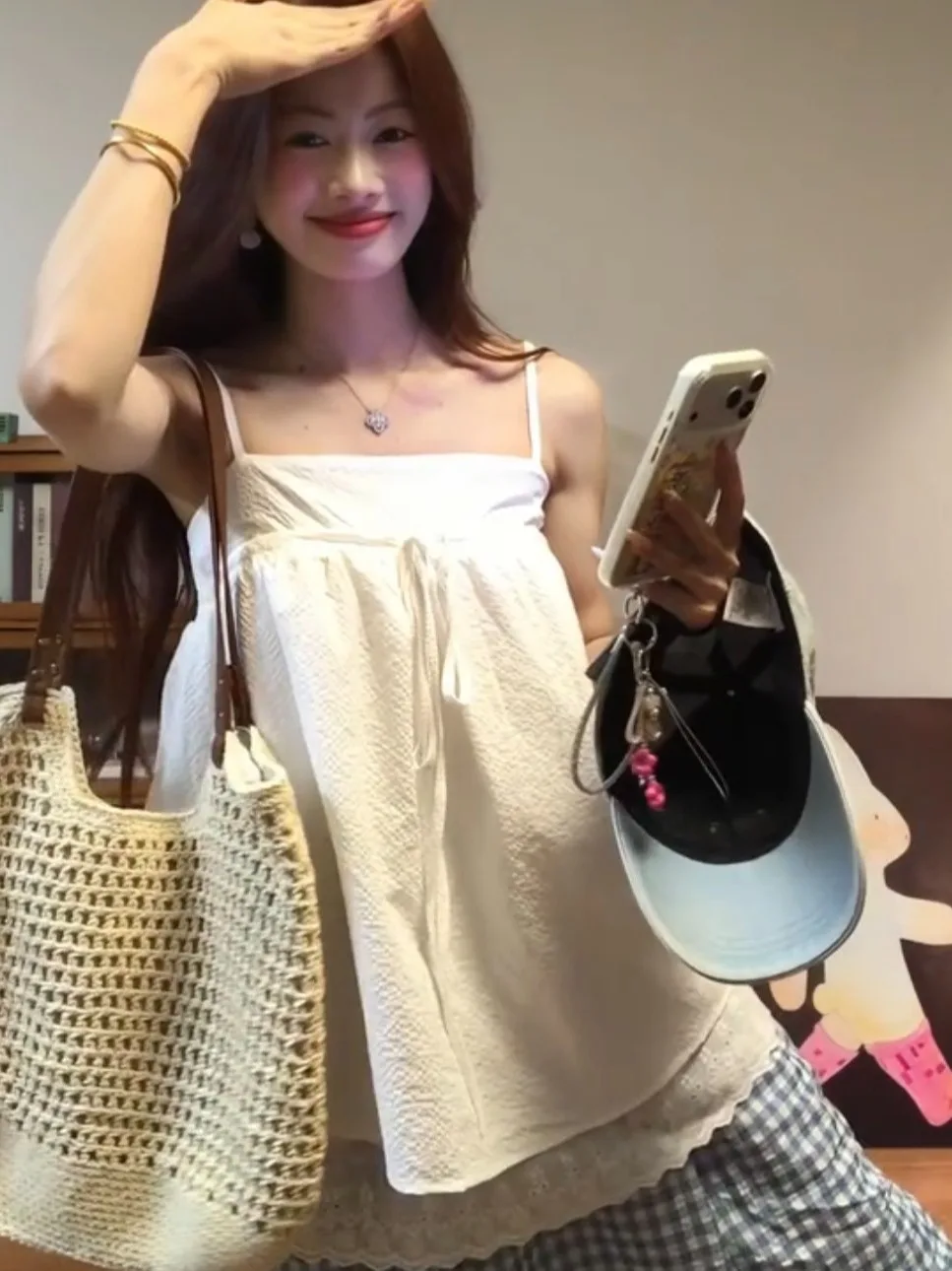 

Новый женский летний топ без рукавов в корейском стиле с двойным кружевом и поясом, белый, дышащий, повседневный, для улицы