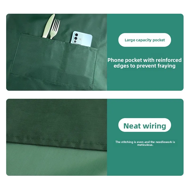 مريلة بحمالات قابلة للتخصيص - ملابس عمل عالية الجمالية للاستخدام في المطبخ والمنزلي، مقاومة للبقع، مقاومة للماء، طاردة للزيت