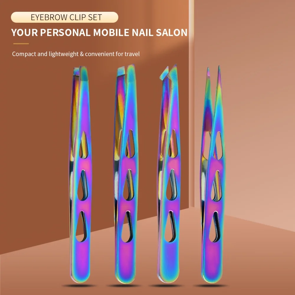 Eyebrow Tweezer Set, 4 Pcs Professional Stainless Steel Tweezers for Women, Precision Tweezer for Facial Hair, Splinter and Ingr