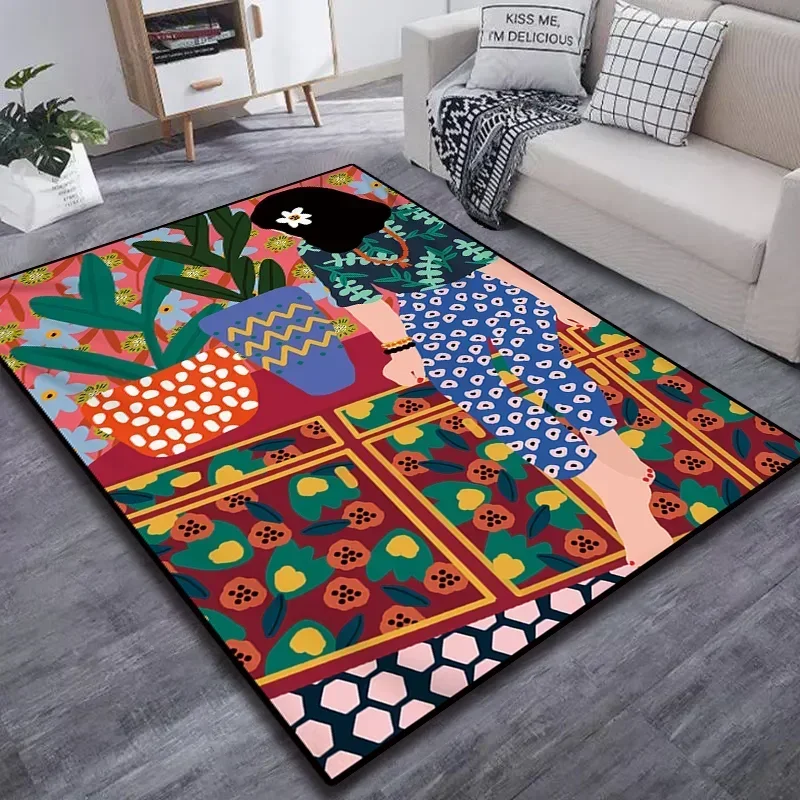 Large Area Floral Figure Decoration Living Room Carpet Bedroom Bedside Soft Floor Mat Cloakroom Coffee Table Rug Ковер Tapis 러그