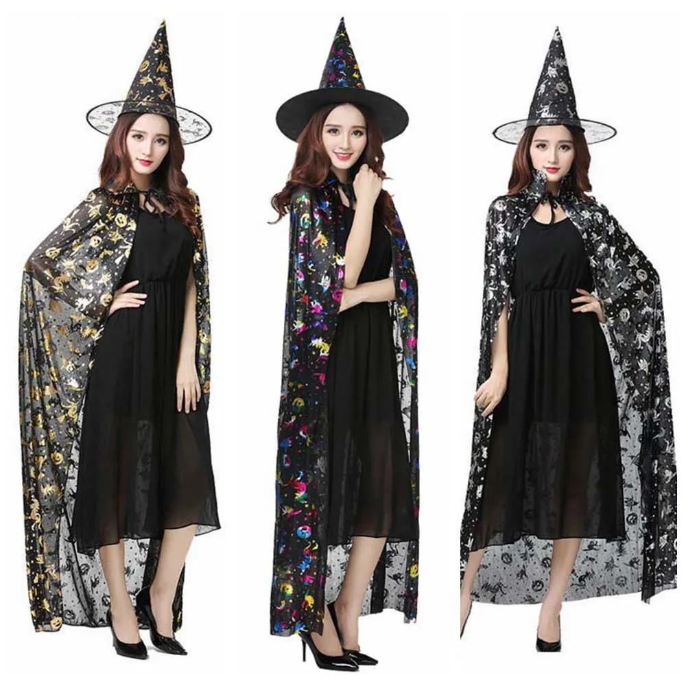 Trendy Performance Costumes Halloween Cloak Sets Pumpkin Witch Caps Scary Costumes Bat Hat Ghost Wizard Robe Party Show