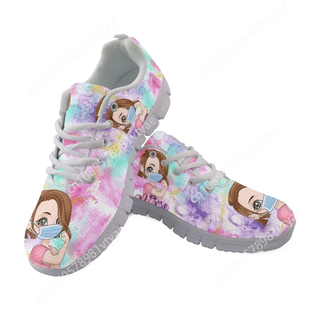 

Custom Made Cute Cartoon Nurse Shoes Paramedic Nursing Shoe for Women Female Running Sneakers Light Mesh Flats Girls Footwear