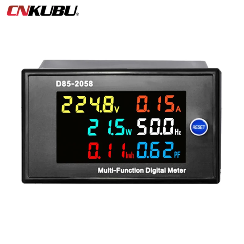 D85-2058 Eenfasige huishoudelijke digitale LCD AC-paneelmeter Intelligente spanningsstroom Frequentie Power Monitor